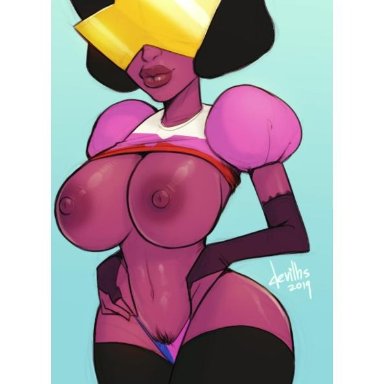 1girls, areolae, big breasts, breasts, devil hs, female, female focus, female only, garnet (steven universe), gem (species), hips, large breasts, lips, looking at viewer, nipples