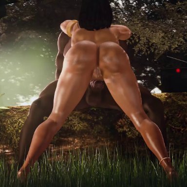 1boy, 1girls, 3d, animated, ass, big ass, bouncing ass, dark-skinned female, dark-skinned male, erection, female, generalbutch, male, nude, overwatch