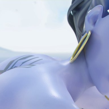 1boy, 1girls, 3d, alternate costume, animated, ass, audiodude, bouncing breasts, cote d'azur widowmaker, erection, female, from behind, jiggle, kaie.vie., male