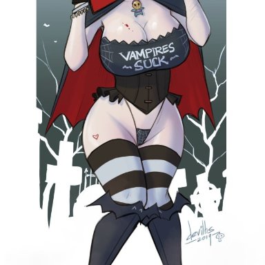 big breasts, devil hs, female, g-string, halloween, hourglass figure, leggings, vampire