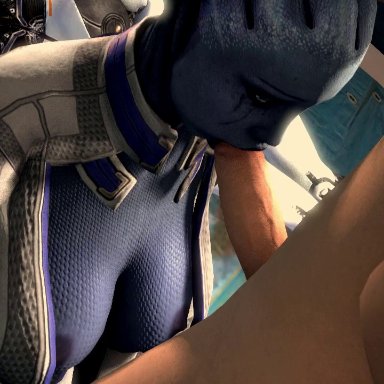 3d, alien, animated, asari, big breasts, big penis, blowjob, blue skin, deep throat, deepthroat, edi, fellatio, female, human, liara t'soni