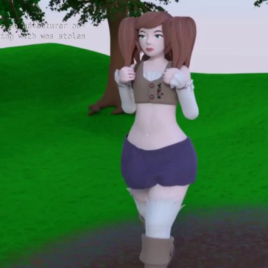 1boy, 1futa, 3d, animated, brown hair, cum inflation, dark skin, dark-skinned futanari, deepthroat, dialogue, fellatio, femboy, fully clothed, futa is bigger, futa on male