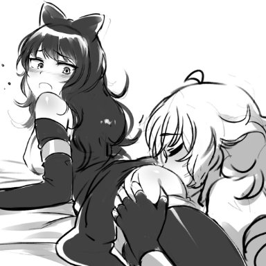 2girls, anal, anal sex, anilingus, blake belladonna, closed eyes, face in ass, female, female only, licking, long hair, rimjob, rimming, rwby, vault69