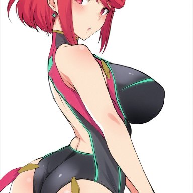 1girls, ass, big ass, big breasts, blush, breasts, clothing, female, female only, hair, hips, homura (xenoblade 2), huge breasts, legs, looking at viewer