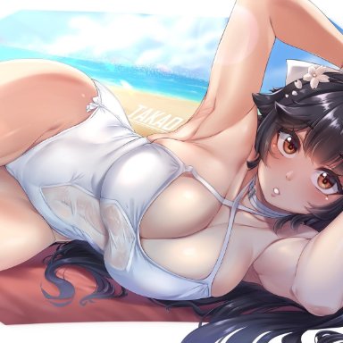 1girls, azur lane, big breasts, breasts, cleavage, female, female only, large breasts, looking at viewer, moisture (chichi), solo, takao (azur lane)