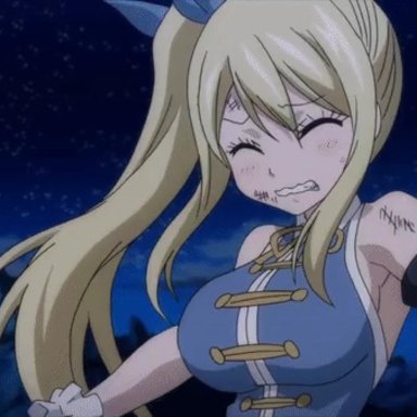 animated, big breasts, blonde hair, breast expansion, fairy tail, lucy heartfilia, official copyright