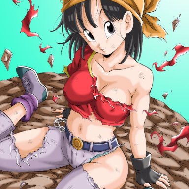 1girls, big breasts, cameltoe, cleavage, curvy, dragon ball, erect nipples, female, huge areolae, huge ass, pan (dragon ball), puffy nipples, short hair, thick lips, voluptuous