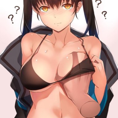 1boy, big breasts, black hair, black underwear, blush, breast grab, breasts, clavicle, confused, dark-skinned male, disembodied hands, enen no shouboutai, female, fire force, firefighter outfit
