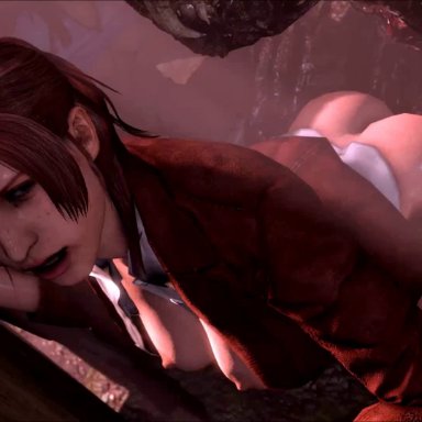 1girls, 1monster, animated, claire redfield, molded, resident evil, sound, tagme, webm