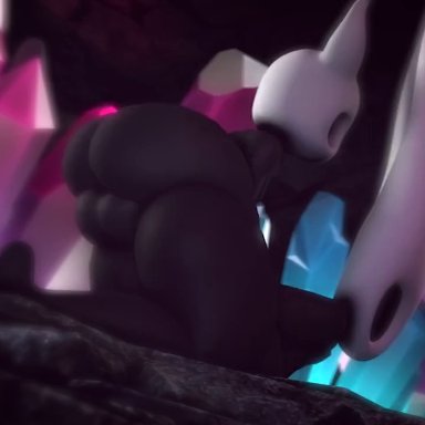 3d, adriandustred, animated, big ass, big balls, black skin, dat ass, doggy style, female, hollow knight, hornet (hollow knight), male, no humans, protagonist (hollow knight), size difference