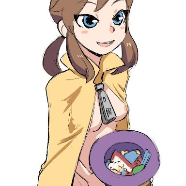 a hat in time, aged up, bard-bot, candy, exhibitionism, hat, hat kid, naked cape, nude, pubic hair, small breasts, zipper pull tab