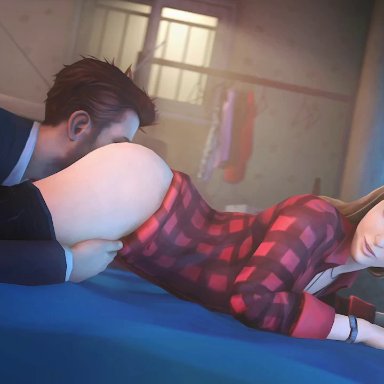 3d, animated, ass, ass grab, ass lick, bed, blonde hair, clothed, clothed female, clothed male, evilaudio, jeans, licking, licking ass, life is strange