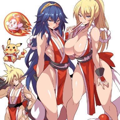 big breasts, breasts, cleavage, cloud strife, cosplay, female, final fantasy, final fantasy vii, fire emblem, kirby, kirby (series), konno tohiro, large breasts, looking at viewer, lucina