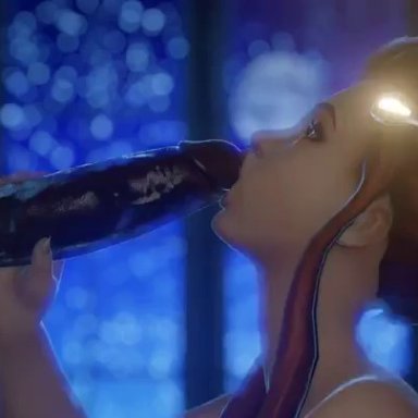 3d, animated, bbc, blender, brigitte, dark-skinned male, fellatio, interracial, no sound, overwatch, thehounde, webm