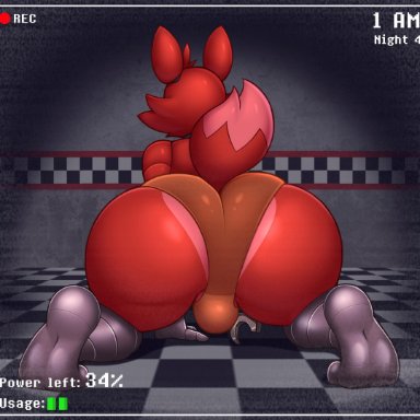 acstlu, ass, balls, big ass, canine, clothing, five nights at freddy's, fox, foxy (fnaf), male, male only, mammal, perineum, shorts, solo