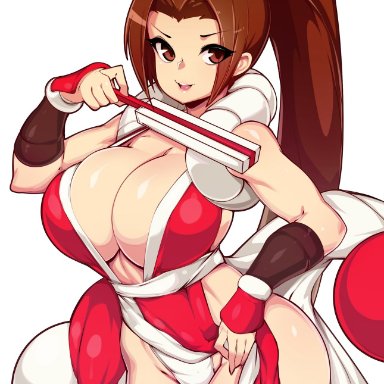 1girls, big breasts, breasts, brown eyes, brown hair, cleavage, clothed, clothing, fatal fury, female, female only, huge breasts, human, king of fighters, large breasts