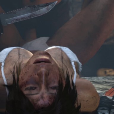 3d, bondage, bra, dirty, dismaysfm, forced, jiggle, knife, lara croft, panties, pounding, tomb raider, tomb raider reboot, webm