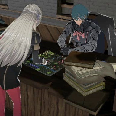 animated, blowjob, byleth (fire emblem), cum, cum in mouth, edelgard von hresvelgr (fire emblem), fire emblem, fire emblem: three houses, mercedes (fire emblem), sound, tablesex, tagme, throat bulge, throat fuck, webm