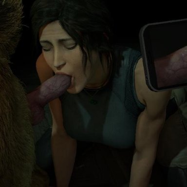 1girls, beastiality, brown hair, canine, canine penis, lara croft, oral, recording, smartphone, tacobusternsfw, tagme, tomb raider, tomb raider reboot, zoophilia