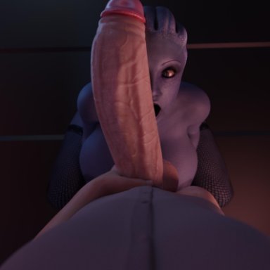 1boy, 1girls, 3d, areolae, asari, blender, breasts, erection, female, huge breasts, huge cock, icedev, liara t'soni, male, mass effect