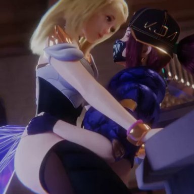 1futa, 1girls, 3d, ahri, akali, animated, blender, cowgirl position, dickgirl, female, futa on female, futanari, k/da akali, k/da series, league of legends