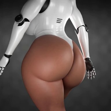 3d, android, animated, ass, ass focus, big ass, curvy, cybernetic arm, dark skin, dark-skinned female, dat ass, female, haydee, haydee (game), huge ass