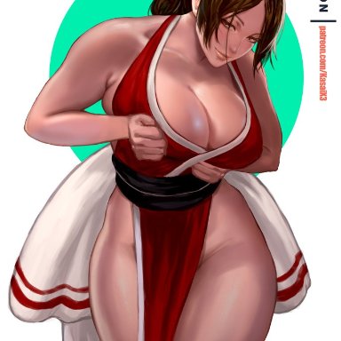 1girls, big breasts, breasts, cleavage, fatal fury, female, female only, kasai, king of fighters, large breasts, mai shiranui, solo, wide hips