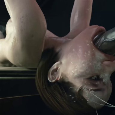 1girl, 1girls, brown hair, dark penis, dark skin, deepthroat, facefuck, fellatio, gagging, generalbutch, jill valentine, oral penetration, oral sex, penis, resident evil