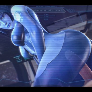 1boy, 1girls, 3d, animated, bayernsfm, big penis, bouncing breasts, breasts, cortana, erection, female, halo (series), male, no sound, nude