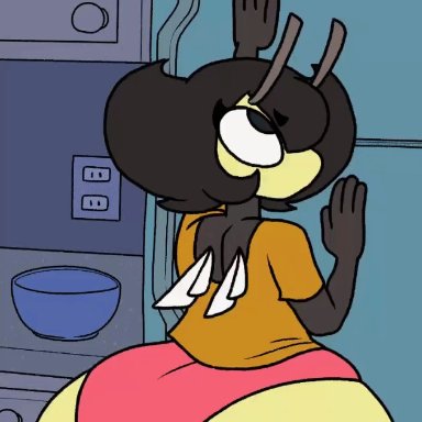 2019, ambiguous gender, animated, arthropod, ass, bee, big butt, bouncing butt, clothed, clothing, female, honey nut cheerios, huge butt, hymenopteran, insects