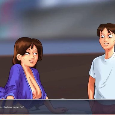 1boy, 1girls, age difference, animated, areolae, bouncing breasts, breasts, brown hair, cowgirl position, darkcookie, duo, female, human, human only, incest