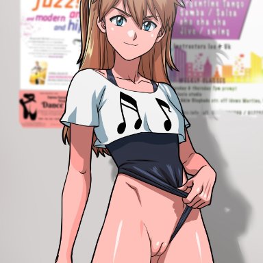 alternate version available, asuka langley sohryu, blue eyes, brown hair, long hair, naughty face, neon genesis evangelion, teenager, tekuho