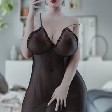 1futa, 3d, areolae, balls, big breasts, big penis, breasts, dickgirl, erection, futa only, futanari, isabella valentine, large breasts, lingerie, looking at viewer