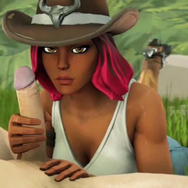 1boy, 1girl, animated, boots, calamity, clothed female nude male, cock kiss, dark-skinned female, feet up, fortnite, handjob, kaegantonovich, oral, straight, tagme