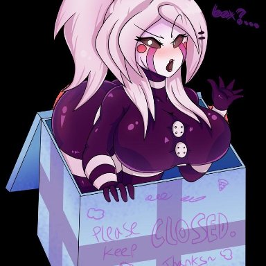 buttons, clazzey, five nights at freddy's, five nights at freddy's 2, five nights in anime, huge ass, huge breasts, ponytail, puppet (fnaf), stuck in box, white hair, white skin