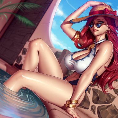 1girls, alternate costume, big breasts, breasts, cleavage, female, female only, large breasts, league of legends, miss fortune, pool party miss fortune, pool party series, solo, xxnikichenxx