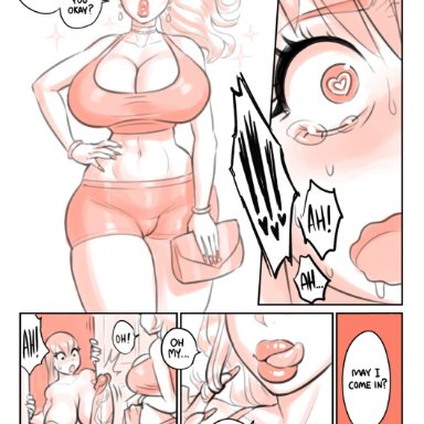 1futa, 1girls, areolae, balls, belly, big balls, big breasts, big penis, big testicles, bimbo, breasts, choker, cleavage, comic, curvy