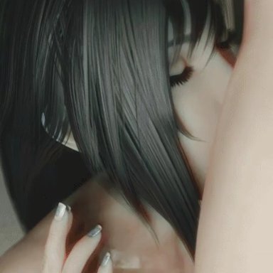 3d, animated, black hair, blender, blowjob, breasts, brown eyes, bulgingsenpai, bwc, cg, cum, cum in mouth, cum inside, cum on body, cum on breasts