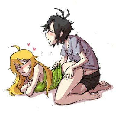 1futa, 1girls, ahe gao, ahoge, all fours, artist request, ass, bent over, black hair, blonde hair, blush, bottomless, breasts, closed eyes, clothed