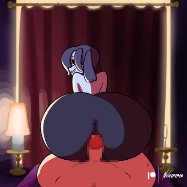 1girls, animated, ass up, censored, cum, female, male, missmoonified, monster girl, nubiananan, reverse cowgirl position, ripped clothing, sex, skullgirls, sound