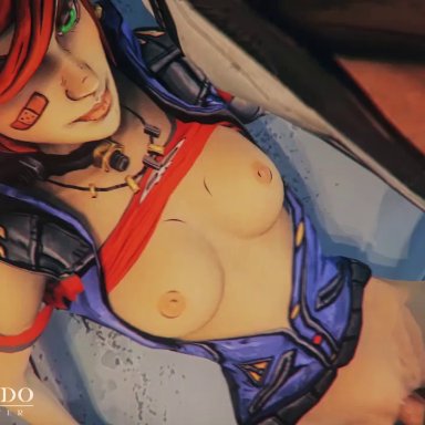 1boy, 1girl, animated, blender, borderlands, bouncing breasts, evilaudio, gaige, Grand Cupido, male, moaning, partially clothed, shirt lift, sound, straight