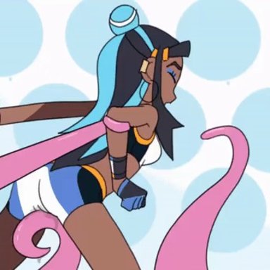 1girls, animated, ass, breasts, clothed, clothing, dark skin, dark-skinned female, female, female only, nessa (pokemon), nintendo, phinalynsfw, pokemon, pokemon ss