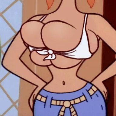 animated, big breasts, bouncing breasts, breast squish, breast suppress, breasts, bursting breasts, cleavage, edit, female, gigantic breasts, huge breasts, no sound, powerpuff girls, red hair