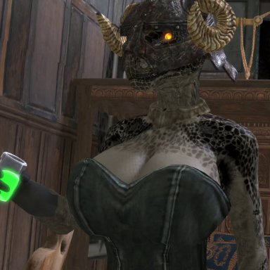 1futa, 1girl, 3d, alternate breast size, animated, anthro, argonian, balls expansion, big balls, big breasts, big penis, bottomless, breasts, busty, cleavage