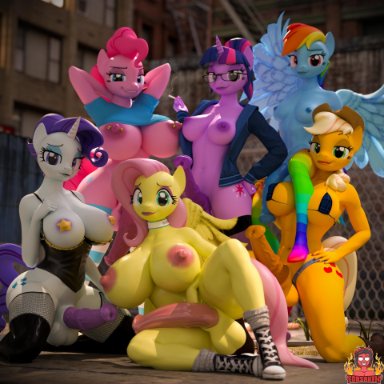 1:1, 2019, 3d, 3d (artwork), animal genitalia, animal penis, anthro, applejack (mlp), areola, balls, big breasts, breasts, cigarette, clothing, cutie mark