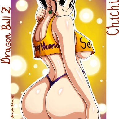 1girl, 1girls, arched back, ass, big ass, big breasts, big butt, black eyes, black hair, breasts, butt, chichi, dragon ball, dragon ball super, dragon ball z
