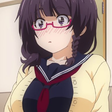 animated, glasses, huge breasts, matsukaze mayu (nande koko ni sensei ga!?), nande koko ni sensei ga!?, sound, tagme, webm