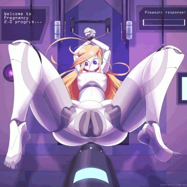 :d, :o, ahe gao, android, animated, birth, blonde hair, body modification, breast expansion, cave story, curly brace, happy, impregnation, lactation, mind break