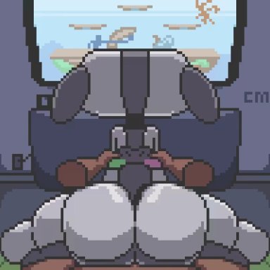 animate inanimate, animated, anus, ass, big butt, canid, countmoxi, digital media (artwork), female, first person view, floppy ears, loop, low res, male, male pov