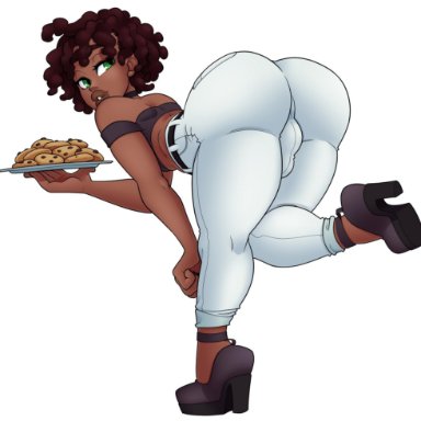 1boy, 2019, ass, backsack, big ass, bulge, choker, crossdressing, dabunnox, dark skin, dark-skinned male, femboy, girly, high heels, male